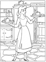 coloriage princesse cendrillon fait le service